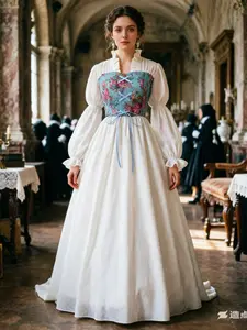 Renaissance Adult Dress, Medieval Costume, Victorian Pirate Skirt, Fairy Witch, Ditsy Floral Pattern, All Seasons Wear