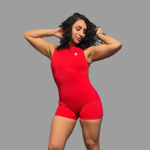 Consistency Active Romper - Red Women's Jumpsuit with Sleeveless Design and Comfortable Fit - Jumpsuits, Womenswear Fabric Nylon Stretchy