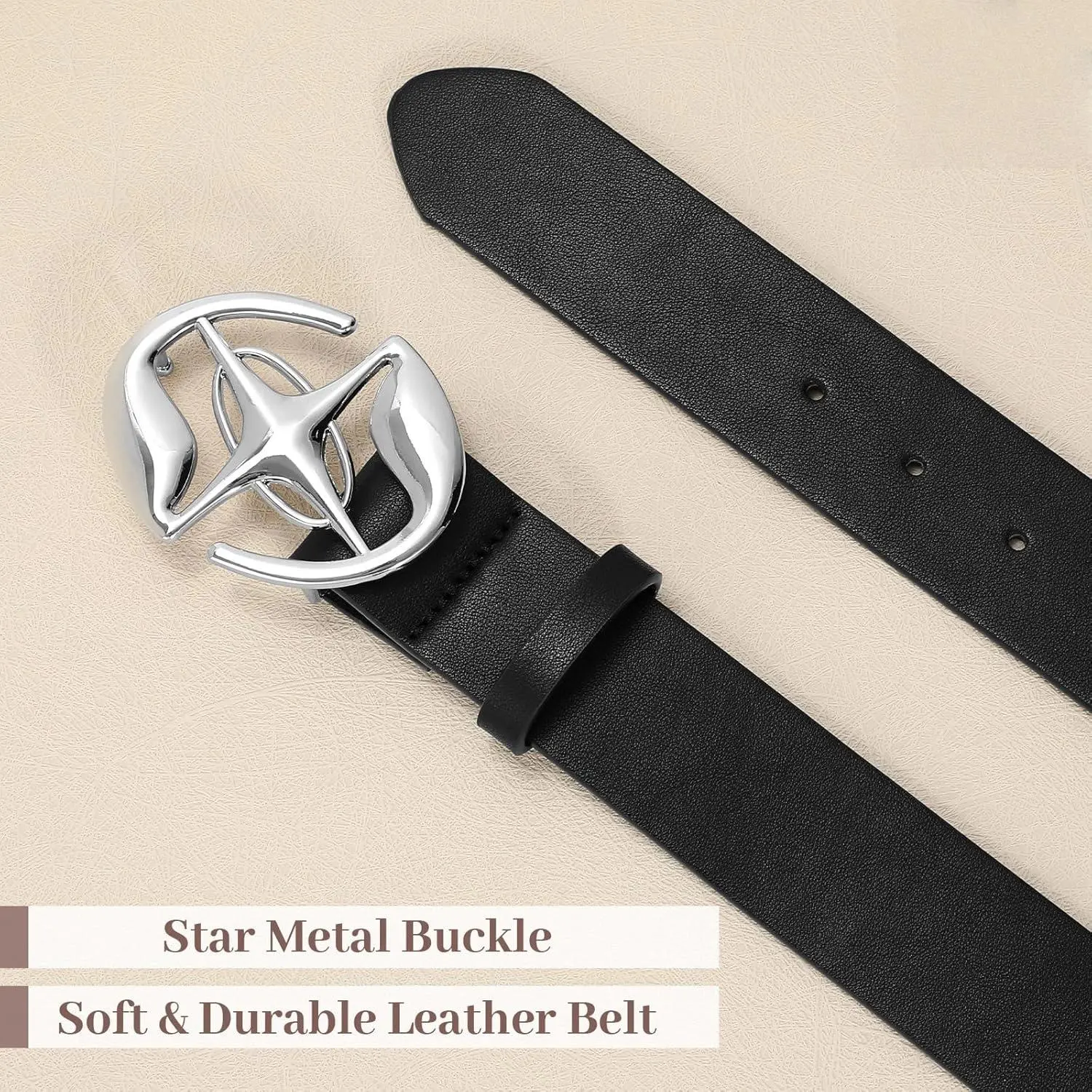 PU Leather Belt with Star Metal Buckle Y2k Gothic Punk Accessory Gothic Harajuku Glenge Style Stud Punk Star Strap Y2k  main image 2