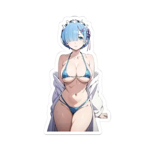 Anime Kiss-Cut Stickers, Rem Re:Zero Fan Art, Laptop Decal, Water Bottle Sticker, Kawaii Stationery