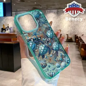 Phone case for iPhone 16 Pro Max 15 Plus 14 13 12 11 Marine Life Sea Turtle Symphony Anti-Yellowing Shockproof durable ultra-thin Crystal Cover