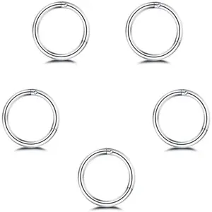 5 count Stainless Steel 16G 18G Sleeper Hoop Earrings for Women Men Septum Hinged Clicker Nose Lip Ring Helix Daith Cartilage Tragus Piercings  Small Huggie Hoops   Ears