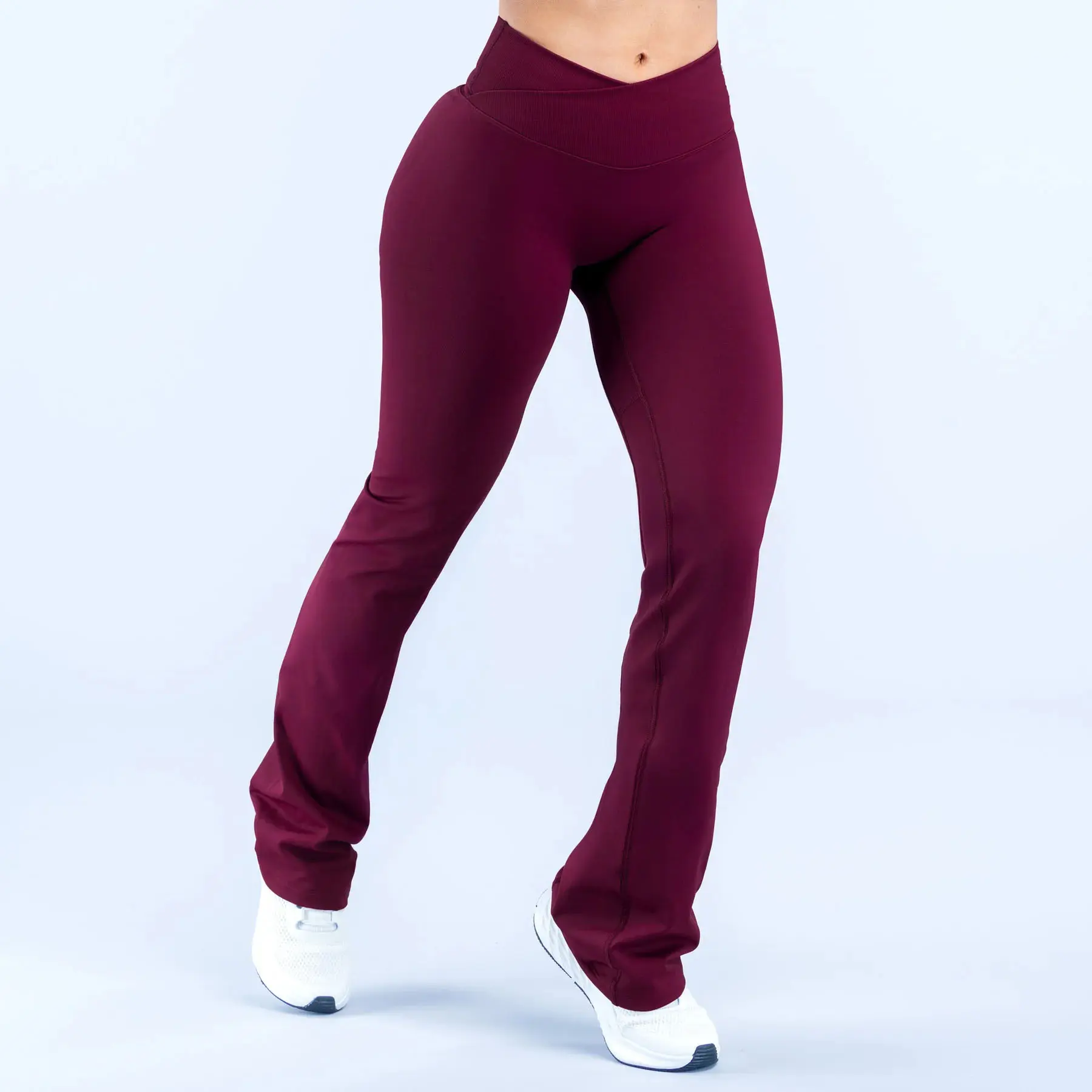Dfyne Women's Vision Seamless Flared Leggings, Crossover V-Waist Hip-Lifting Gym Yoga Pants for Athleisure, Activewear Bottoms, Seamless Body Legging