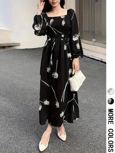 women's floral print dress, elegant chic fashion casual a line dress for everyday daily outdoor wear, dresses for women, women dress for spring fall
