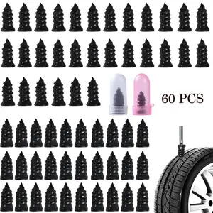 60PCS Tire Repair Rubber Nails Kit with 2 Sizes for Car/Motorcycle/Truck/Tractor/Jeep, Fast Self-service Screw Rubber Nail Vacuum Tire Puncture Repair Tool