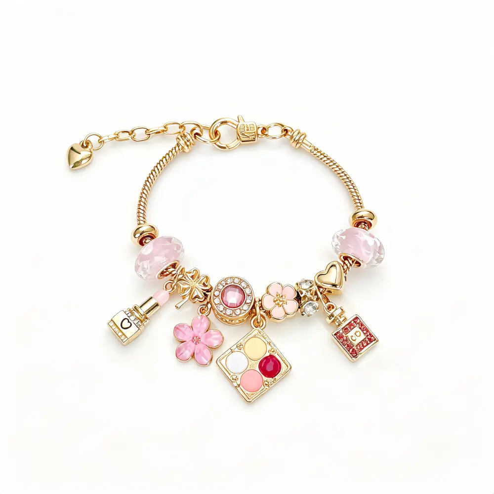 DIY Charm Bracelet for Women – Adjustable Snake Chain Bracelet with Removable Interchangeable Beads & Charms, Customizable Fashion Jewelry Gift