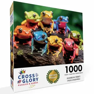 Art Puzzle – Rainbow Ribbit: Frog Ensemble – 1000 Piece Jigsaw Puzzle