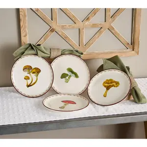Cozy Cottage by Liz Marie Set of 4 Mushroom Dessert Plates