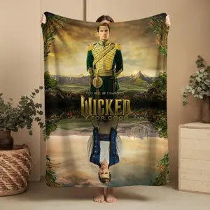 Jonathan Bailey as Fiyero Wicked Fleece Flannel Blanket, Soft Cozy You Will Be Changed Throw, Emerald Pink Broadway Musical Inspired Bedding, Wicked For Good Fan Blanket for Bed Sofa & Couch,Thin Blanket Dream Workshop