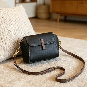 Women's Small Pebbled Vegan Leather Crossbody  - Business Casual Flap Messenger  with Adjustable Shoulder Strap, Spring Glow Up, Summer Vibes Fashionable Plaid Bag