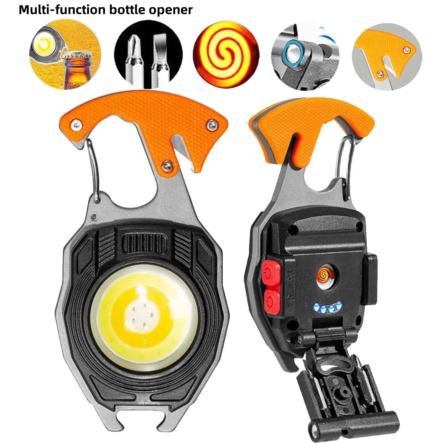 Arthink Cordless Work Light, 1600Lumen High Lumens Strong Light EDC Rechargeable USB Flashlight, 7 Modes Adjustable Waterproof IPX6 with Magnetic Base, Bottle Opener, Screwdrivers, Carabiner (TikTokShopBlackFriday), Edc Flashlight Rechargeable