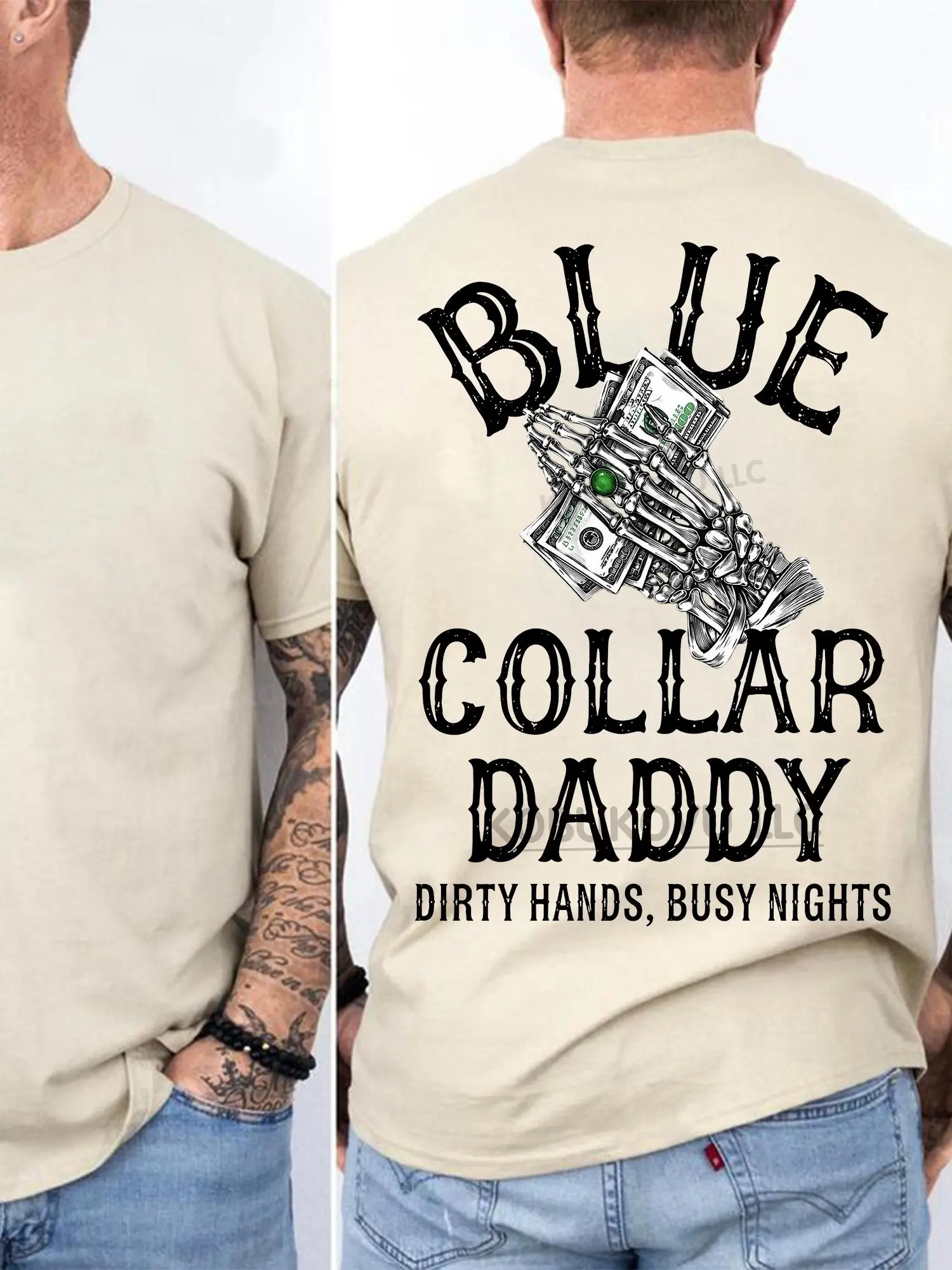 Blue Collar Daddy Men's T-Shirt, Dirty Hands Busy Nights Shirt, Graphic Printed Tees, Casual Menswear, Work Motivations Shirt