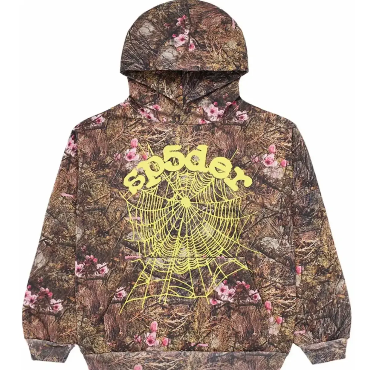 Hot Hip Hop Spider Y2K Hoodie, Real Tree Camo Web Graphic Oversized Pullover, Gothic Streetwear Sweatshirt for Men & Women