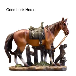 Good Luck Horse retro horse ornament, resin handicraft home decoration, living room entrance desktop ornament opening gift, home soft decoration housewarming gift
