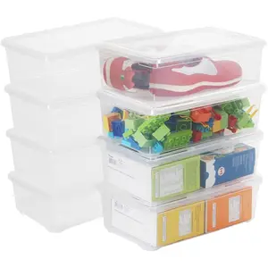Plastic Shoe Boxes 8 PCS Clear Stackable Storage Bins with Lids SeeThrough Rectangular Storage Boxes Durable Lidded Shoe Boxes for Home and Art Supplies Clear