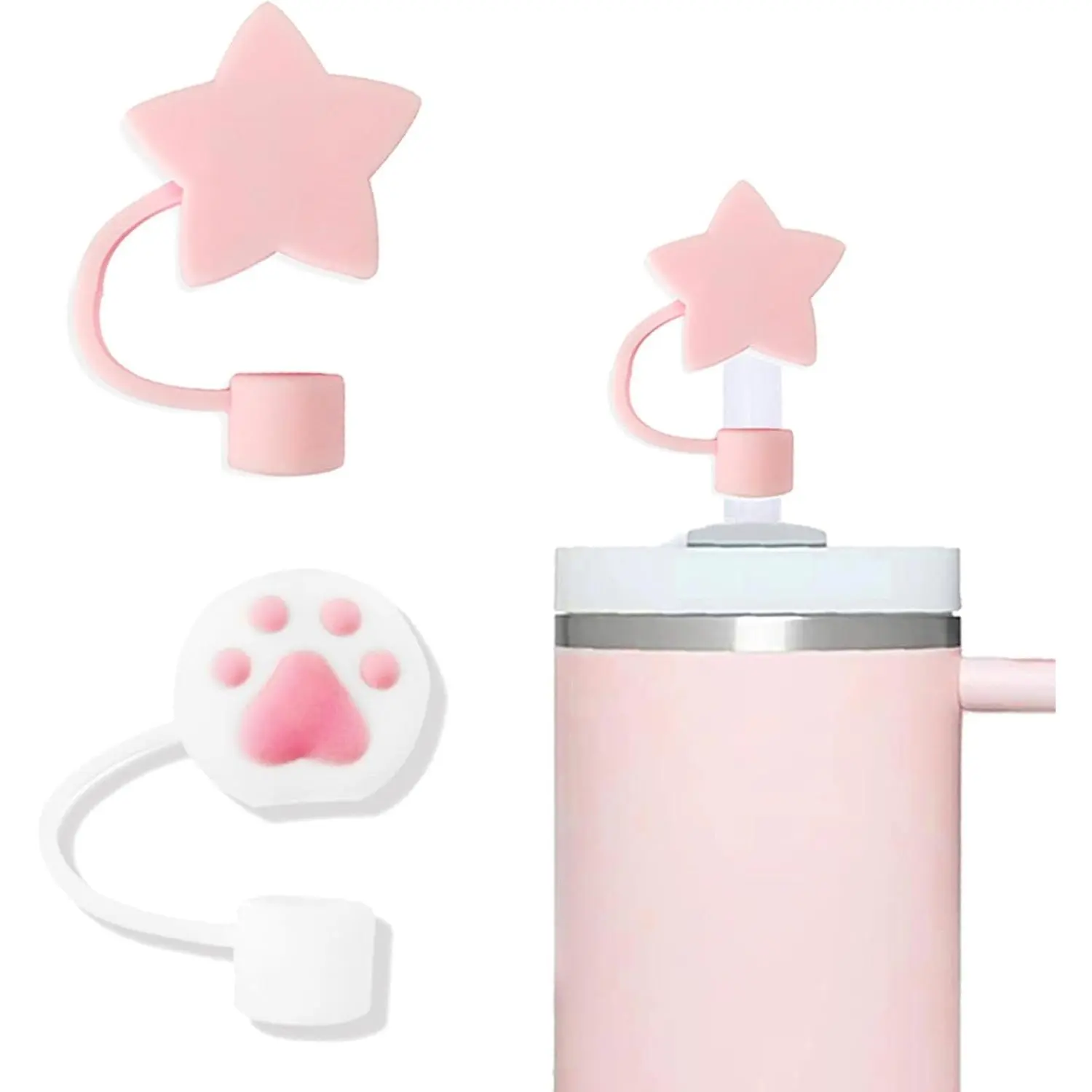 2 count Straw Covers Cap Toppers Tips Compatible with  40/30 oz Tumbler Cups, Cute  Straws Lids Protectors for 0.4 in/10mm Stanleys Cup Accessories