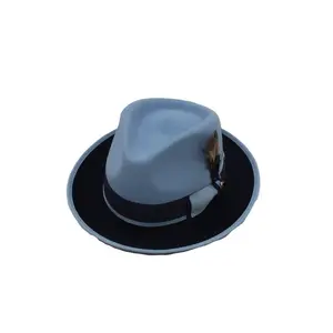 Mens Bruno Capelo Light Blue/Navy  2 Tone Fedora Preston Collection PP-994