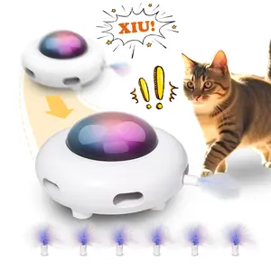 "cat toy，Automatic Kitten Toy，Moving Feather Toys for All Breeds，USB Charge Automatic Kitten Toys,White，Entertainment with 6pcs Feathers -UFO"