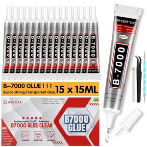 Rhinestone Glue Clear 15 PCS 15ml - Strong Transparent No Trace Jewelry Glue Kit with Precision Tip, Quick Dry Multi-Purpose Adhesive for Nail Makeup Fabric Shoes Craft Phone Repair