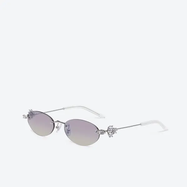 GENTLE MONSTER Orora 02(VYG) Silver Frame Purple Lenses Oval Shape