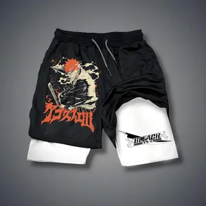 Anime Double-Layer Sports Shorts Graphic Shorts Black Shorts Camo Shorts Streetwear Shorts Men Outfits Men Short Shorts Vacation Outfits Shorts