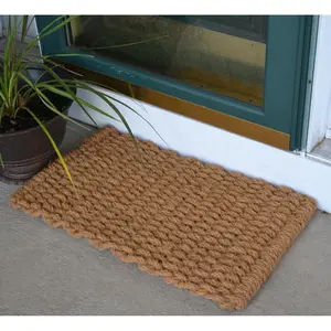 212 MAIN Coir Fiber Rectangular Rope Mat, Skid-Proof Embedded Decor Mat, Simple-Look Decor Item for Household Textile Use, Decor Items