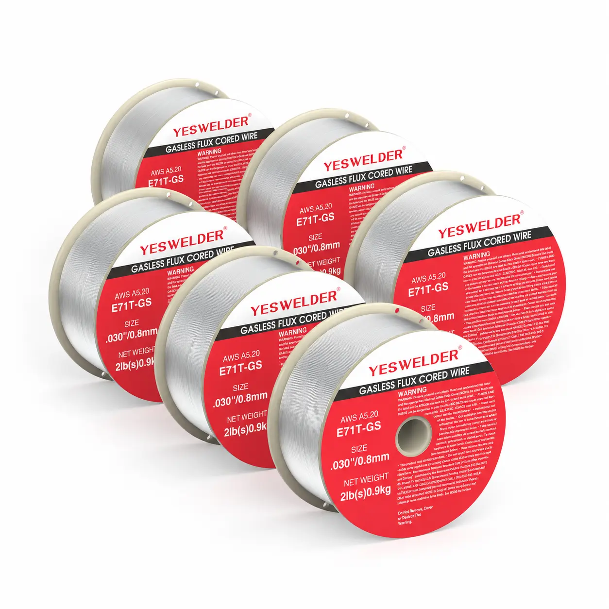 YesWelder E71T-GS Gasless Flux Core Welding Wire Weldirng Tool - Packs of 2LB Spools, .030"/.035" Diameter, Self- Shielded Mild Carbon Steel MIG Wire