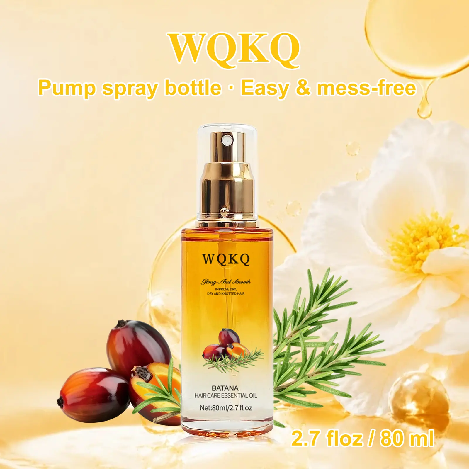 WQKQ Batana Oil Hair Care Essential Oil - With Linoleic Acid & Antioxidants, Nourish & Soften Dry, Brittle Hair