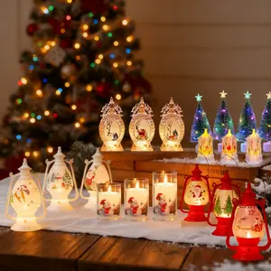 Christmas tree lights, red and white lanterns, hexagonal wind lanterns, Christmas candles, diamond-shaped wind lanterns, adorable Christmas decorative ornaments, LED tabletop decorations—perfect for winter home decor. Creative Christmas gift ideas.