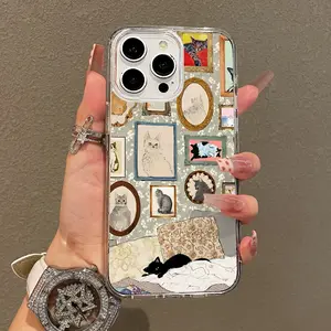 Soft Girl Magnetic Case for iPhone11/12/13/14/15/16/17/promax, Cat Portraits Wall Lightweight, Drop-Proof, MagSafe Compatible | Perfect for Teen Girls