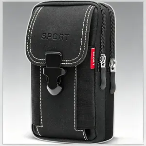 Holster for iPhone 17 16 15 14 13 12 11 Xs XR Pro, Phone Holster Tactical Belt Cell Phone Belt Holder Case with Clip for Men, Heavy Duty Nylon Pouch Fits Phone with Otterbox Cover, Multi-use as Tool Bag & Pencil Pouch Black