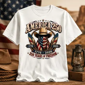America 250 Cowboy Shirt | 250th Anniversary USA Independence Day 2026 Tee | Patriotic Western Comfort Colors Shirt