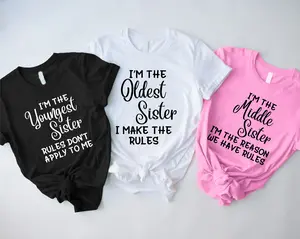 Funny Sisters Adult Shirts, Oldest Middle and Youngest Sisters Shirt, Sister Rules Gift Tee, Matching Sibling Shirt, Sis Family Reunion Shirt.
