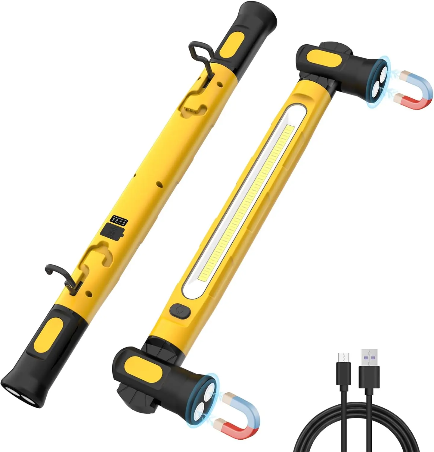 Magnetic ABS Shell Work Light Bar - Single Unit, 6000mAh Rechargeable 3000LM Output Under Hood Tool, 3 Color Modes, Cordless Portable Mechanic Gear with Hooks for Car Repair, Garage Use