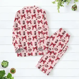Dr Pepper Valentines Pajamas Set,, Coquette Bow Women Pajamas, Soda Lover Pajamas Pants, Matching Pajamas Set, Dr Pepper Merch