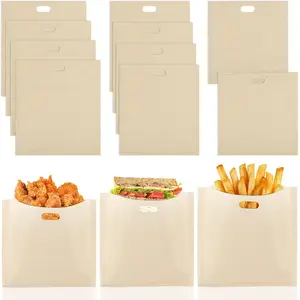 Toaster Bags 10 Pack, 3 Sizes Toaster Bags Reusable, Heat Resistant Non-Stick, Washable Sleeves Compatible with Microwave, Great for Grill Cheese Sandwich Toast Panini Snacks
