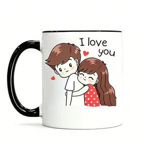 I Love You 11oz Insulated Travel Coffee Cup-double-sided Cartoon Couple Design Gift for Him/her, Coffee Tea Lover, Romantic Souvenir, Durable Material, Leak-proof Design, Couple Memorial Cup