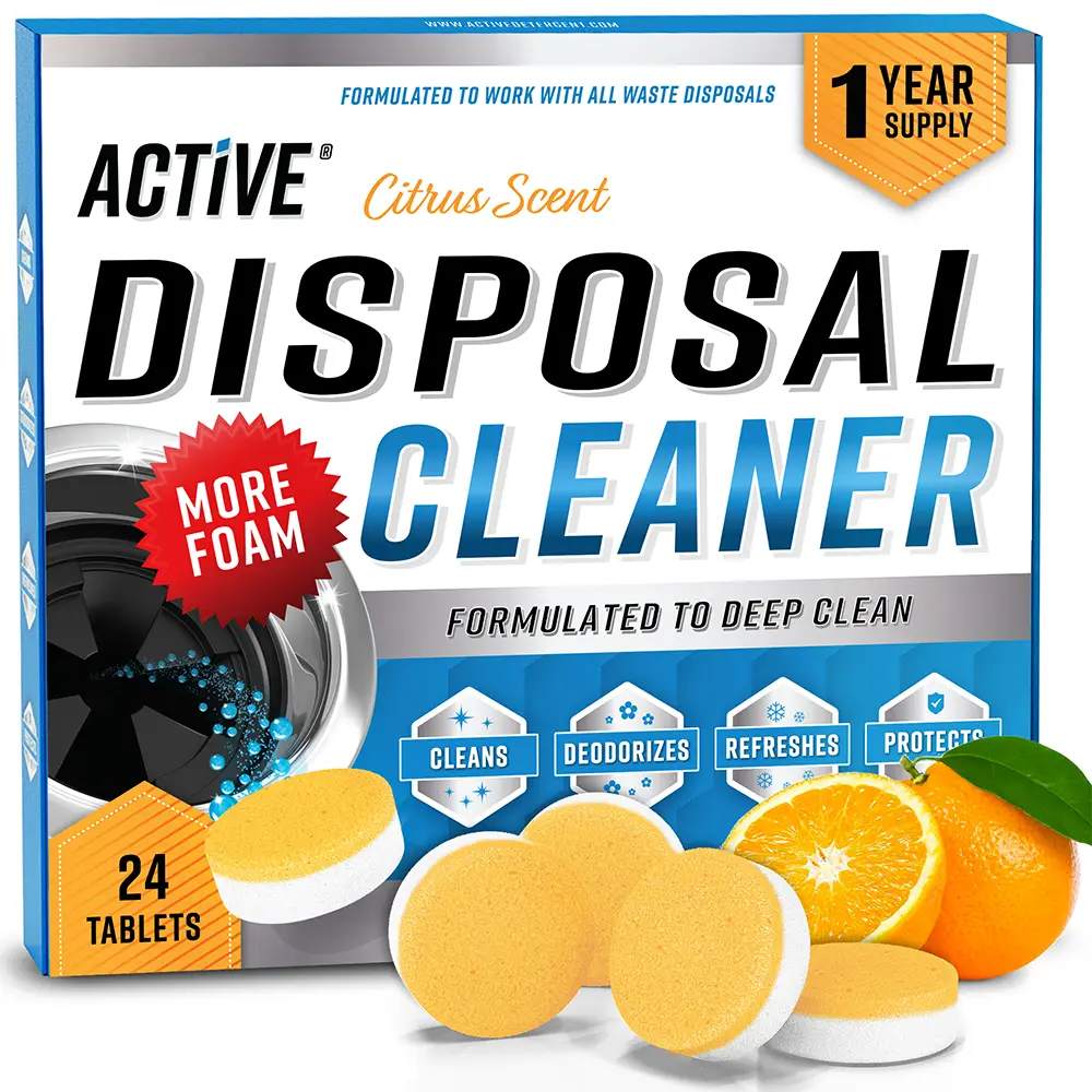 Garbage Disposal Cleaner Deodorizer Tablets - 24 Pack, New Powerful XL Foaming Tablet - Fresh Citrus Foam Sink, Garburator, Disposer Freshener, Natura