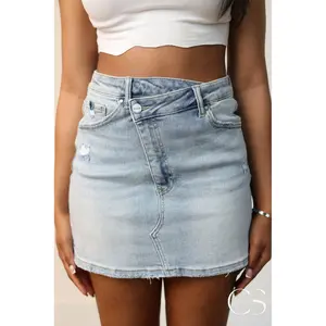 Cross-Over Jean Mini Skirt