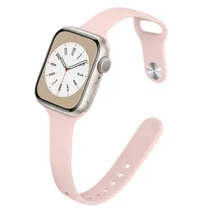 Silicone Band for Apple Watch bands 38mm 40mm 41mm 42mm 44mm 45mm 49mm, Slim Thin Narrow Replacement Soft Silicone Sport Strap Wristbands for iWatch Series 9/8/7/6/5/4/3/2/1 Ultra SE Women Men Accessories Wearable
