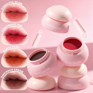 【Cute Korean Makeup Jelly Blush Cream】3 in 1 Highly Pigmented Glossy Blush Cream & Lip Gloss/Lip Mud, for A Dopamine-Induced Youthful Makeup Look, A Berry-Colored Blush Perfect for Clean Girls