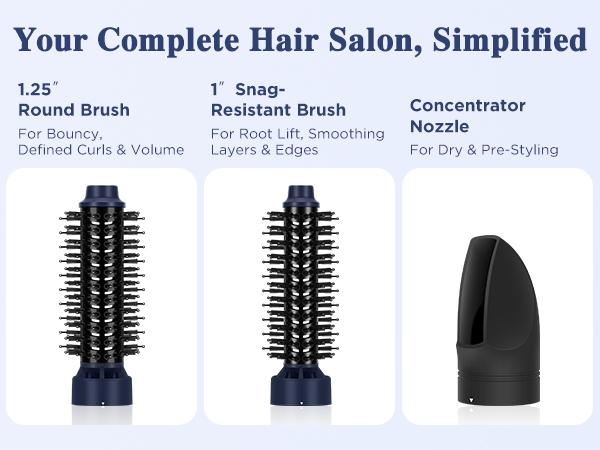 Aima Beauty 3-in-1 Blowout Dryer Brush & Multi-Styler, Detachable Hot Air Brush Volumizer with 1” & 1.25” Interchangeable Round Barrels, Ionic Wet-to-Dry Styling Tool for Short to Medium Hair, Gift Ready#tiktokshopsummersale