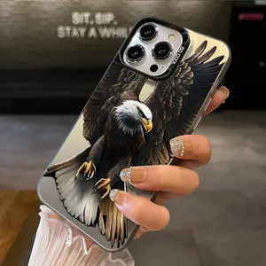 Case for iPhone 16 Pro Max 15 Plus 14 13 12 11 XS XR Bald eagle Shockproof Silicone PC Back Protective Smartphone Cover Black