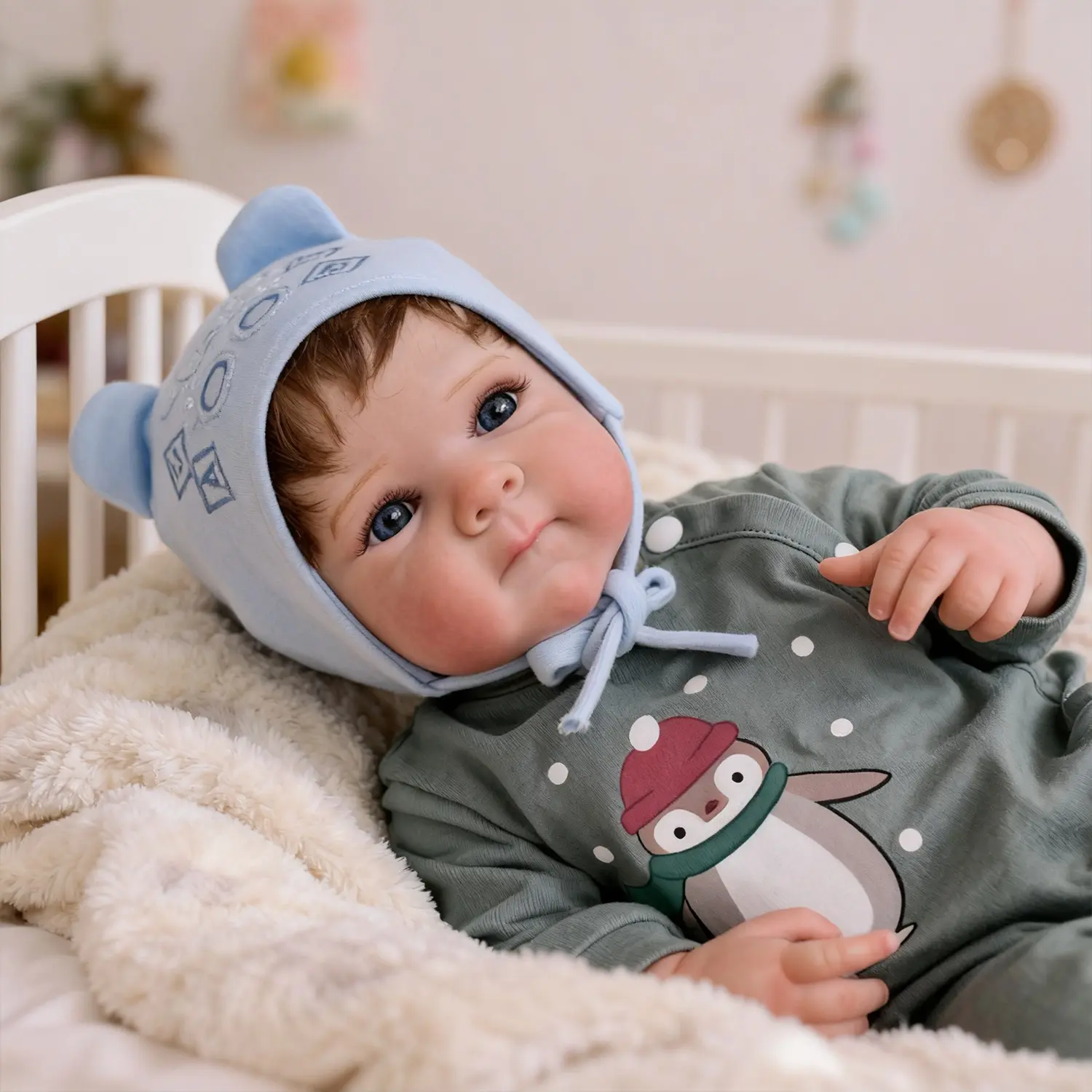 Reborn Baby Boy Doll Bettie - Lifelike Awake Face, Blue Eyes, Rooted Hair, Full Vinyl Washable Body, Newborn-Size Doll for Boys 3 and Above, Ideal Christmas Gift & Baby Shower Present with Blue Hat