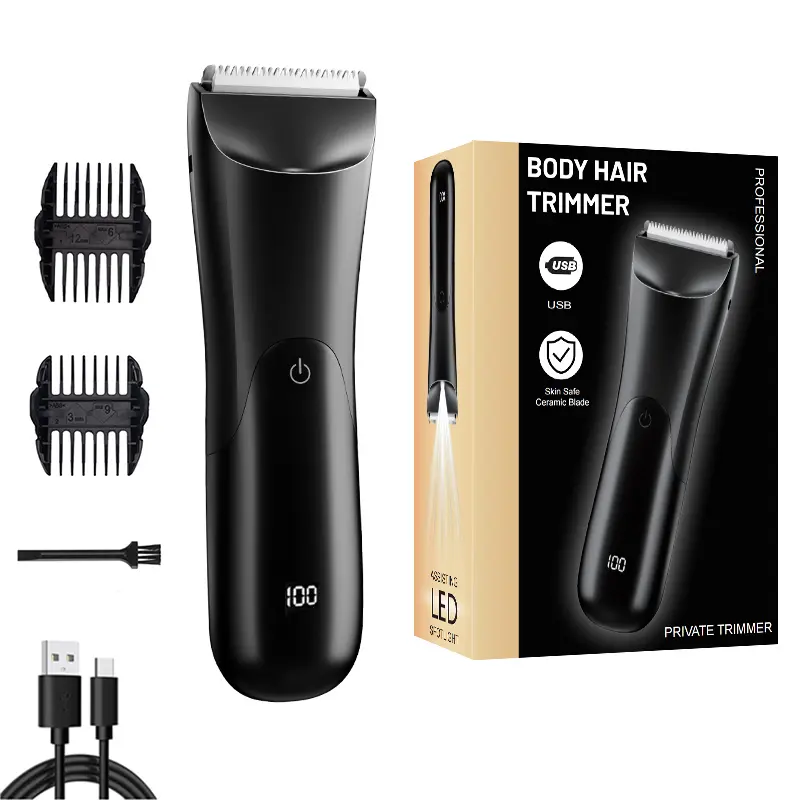 【Father’s Day Gift】S&G Electric Body Hair Trimmer for Men, Body and Groin Hair Trimmer, Ball Trimmer for Men, Replaceable Ceramic Trimmer Heads, Recharge  Waterproof/Non-Waterprooof Hair Trimmer, Christmas Gift, BlackFriday, waterproof hair care