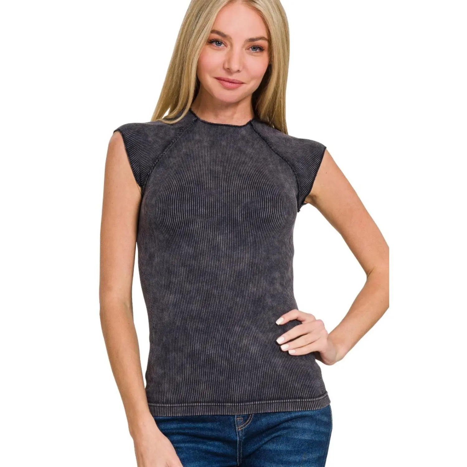 Zenana Washed Ribbed Seamless Top