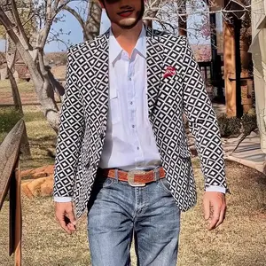 2025 Men's Slim Fit Casual Blazer Western Cowboy Style Denim Jacket for Streetwear Menswear Suit HOT