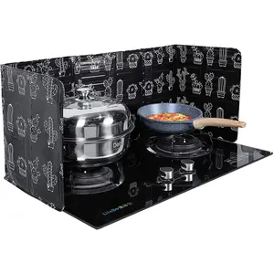 2 Pcs 3 Sided Splatter Guard Foldable Grease Splatter Screen for Frying Pan Aluminum Foil Splash Guard for Stove Top Oil Splash Insulation Block Barrier for Cooking Kitchen Restaurant Use