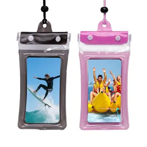 2 Pack Waterproof Phone Pouch with Lanyard, Clear Waterproof Cell Phone Case for Phones up to 7 Inches, Inflatable Edge for Added Buoyancy, Dry Bag for Winter Swimming, Cruise Ship, Diving, Kayaking, Hot Springs and Spa