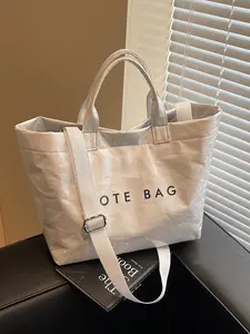 Large Tote Bag for Women Plastic PVC Letter Printed Kraft Paper Hobo Bag for Work, Office, Shopping, Outdoor, Beach, Party. Tote Purses for Women, Gift Idea, Stylish Tote Bag